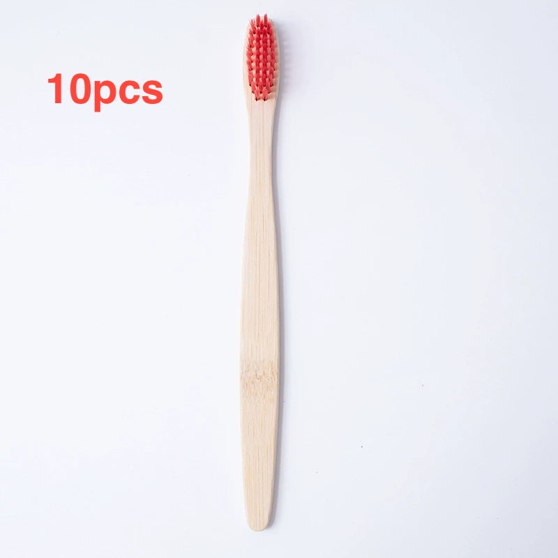 Flat bamboo charcoal soft-bristled toothbrush