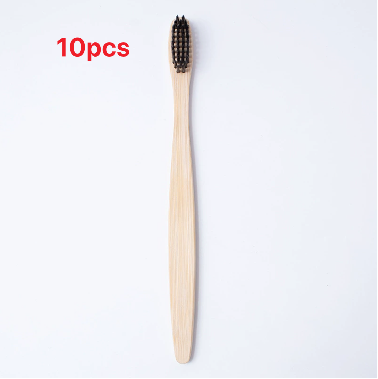 Flat bamboo charcoal soft-bristled toothbrush