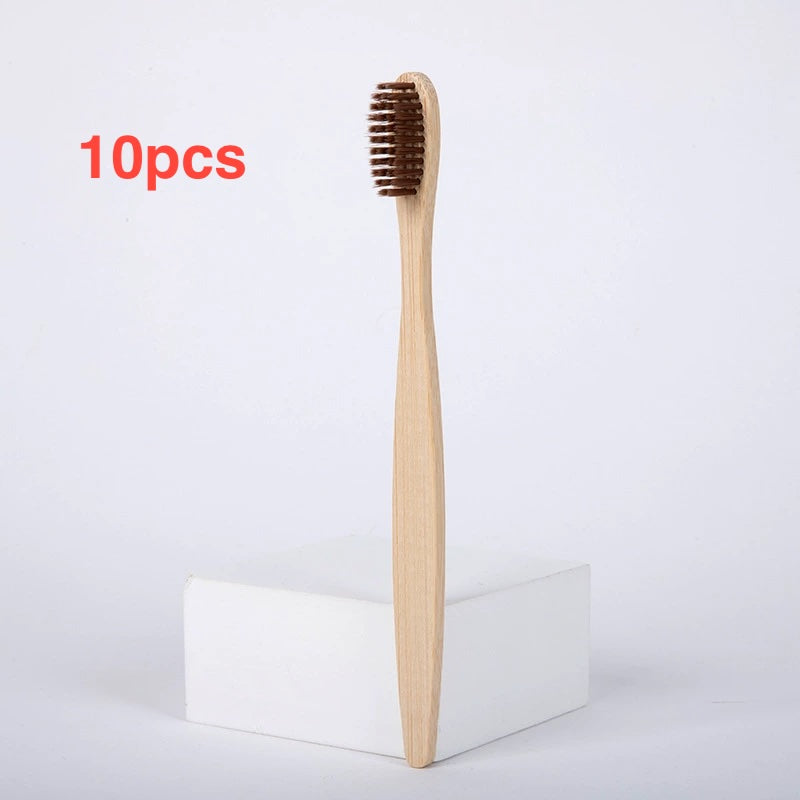 Flat bamboo charcoal soft-bristled toothbrush