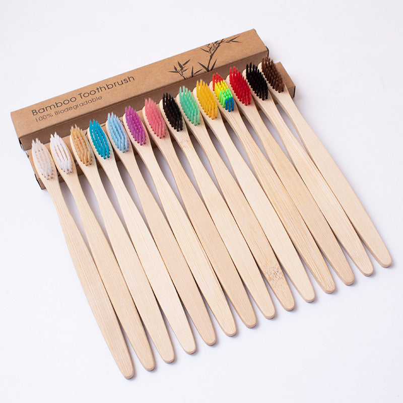 Flat bamboo charcoal soft-bristled toothbrush