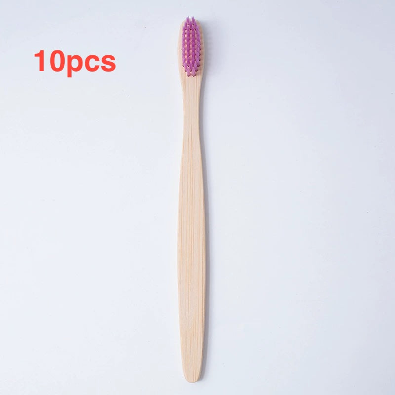 Flat bamboo charcoal soft-bristled toothbrush