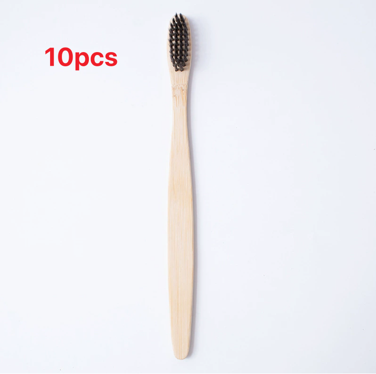 Flat bamboo charcoal soft-bristled toothbrush