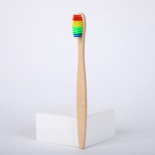 Flat bamboo charcoal soft-bristled toothbrush