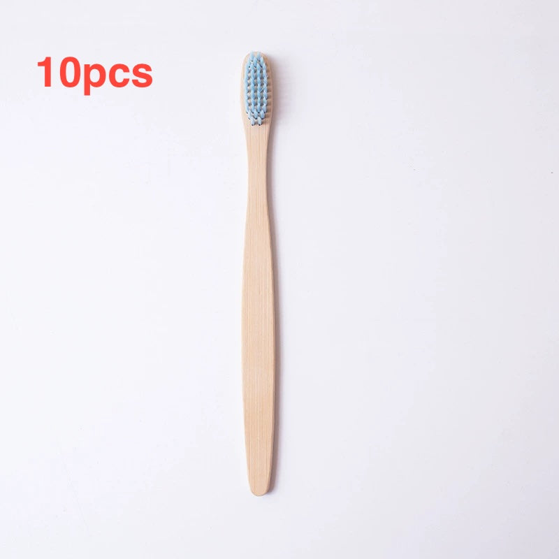Flat bamboo charcoal soft-bristled toothbrush