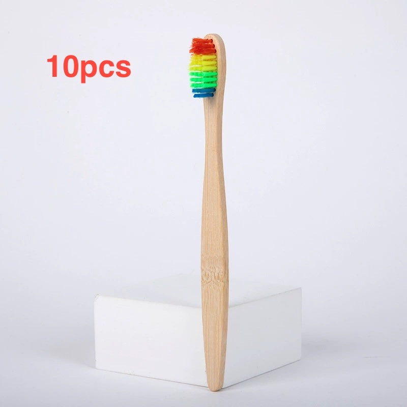 Flat bamboo charcoal soft-bristled toothbrush