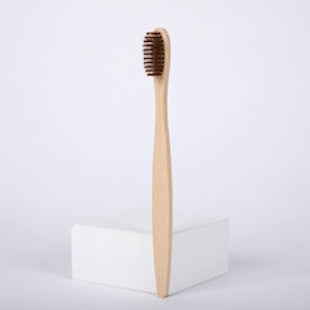Flat bamboo charcoal soft-bristled toothbrush